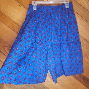 Koret petites small vintage blue floral high waisted elastic waist casual shorts